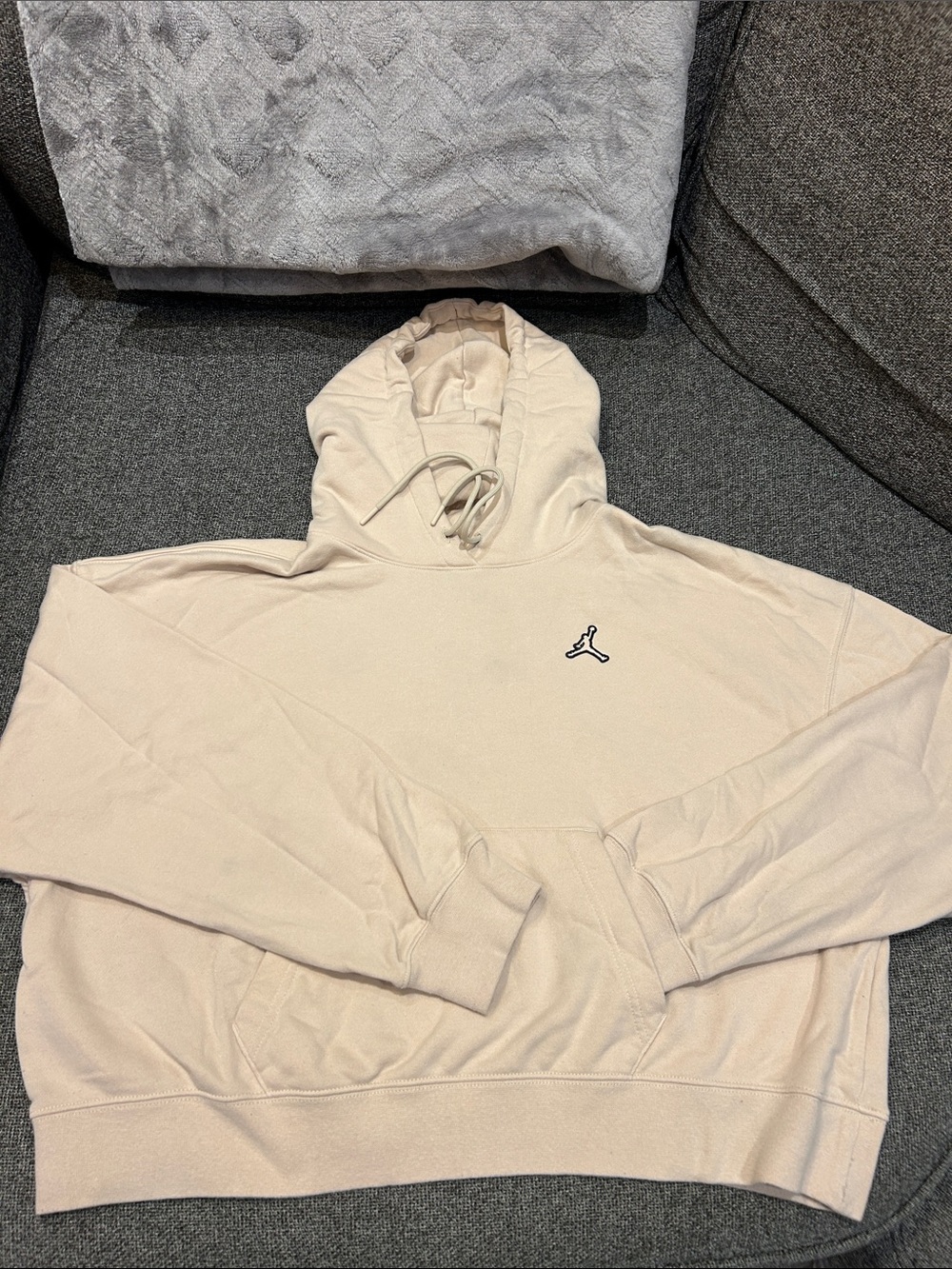 Jordan Cream Pullover Hoodie with Black Jumpman